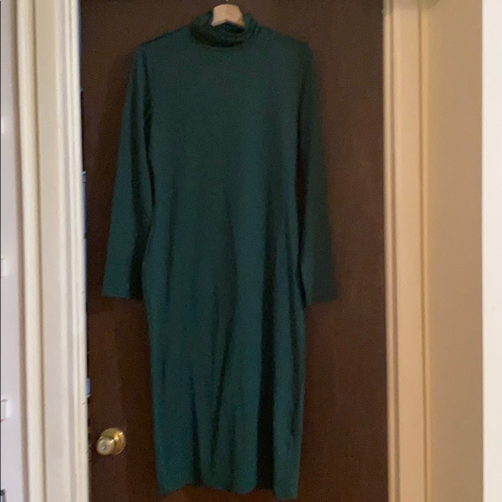 NWT Dark Green Spandex Body Con Mock Neck Dress